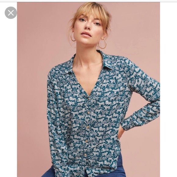 Maeve Tops - Anthropologie Maeve Emory Shirt Amara Tiger 12